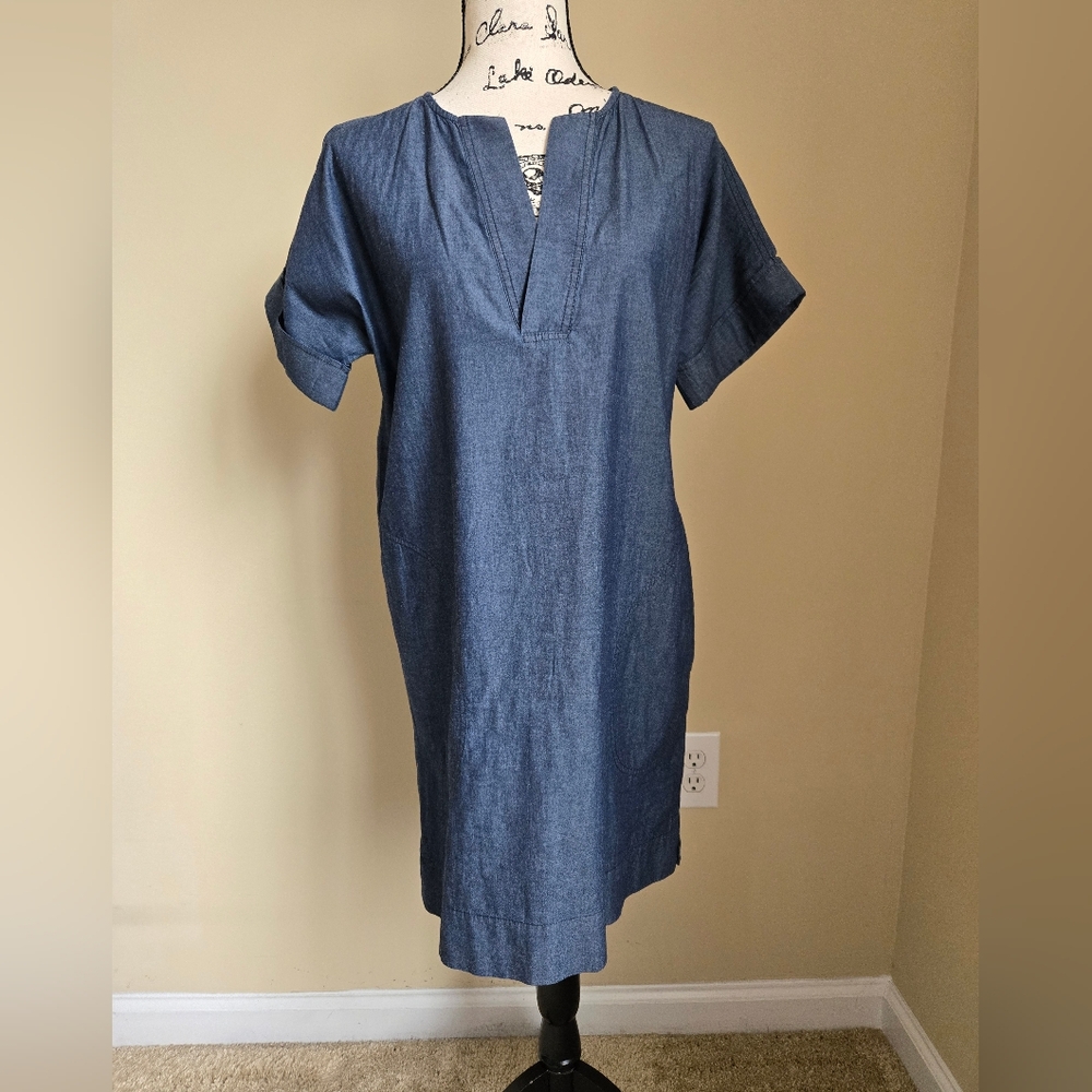 Atm Blue Chambray Mini Dress Basic Minimalist Sho… - image 1